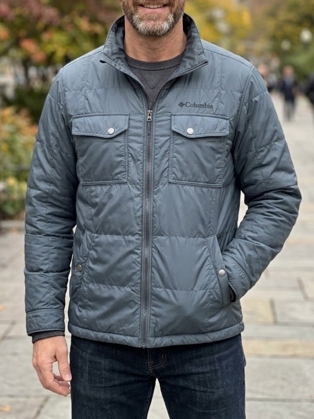 Columbia Men’s Size M US Long Sleeves Thermal Coil Quilted Jacket Gray